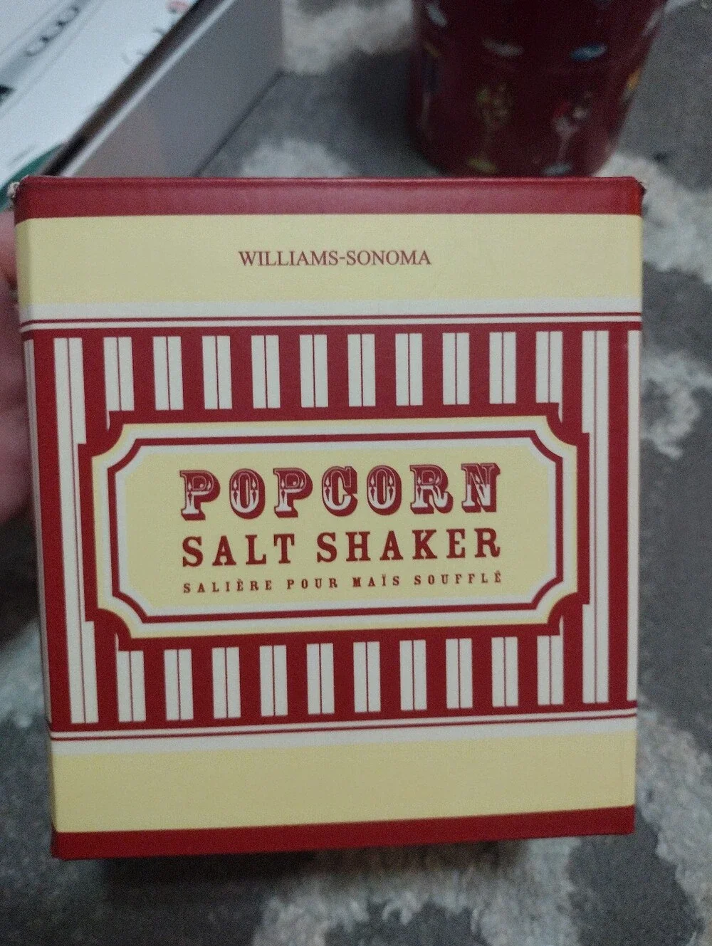 Williams Sonoma Red and Cream Popcorn Salt Shaker